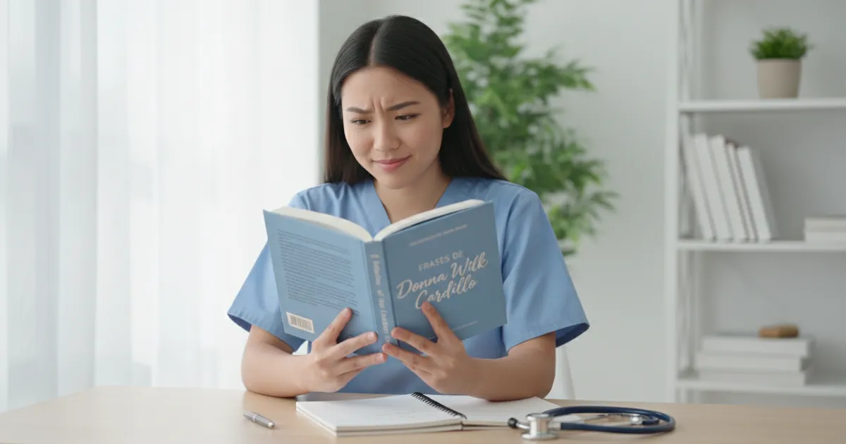Estudiante de enfermería leyendo frases motivadoras de Donna Wilk Cardillo para crecimiento personal