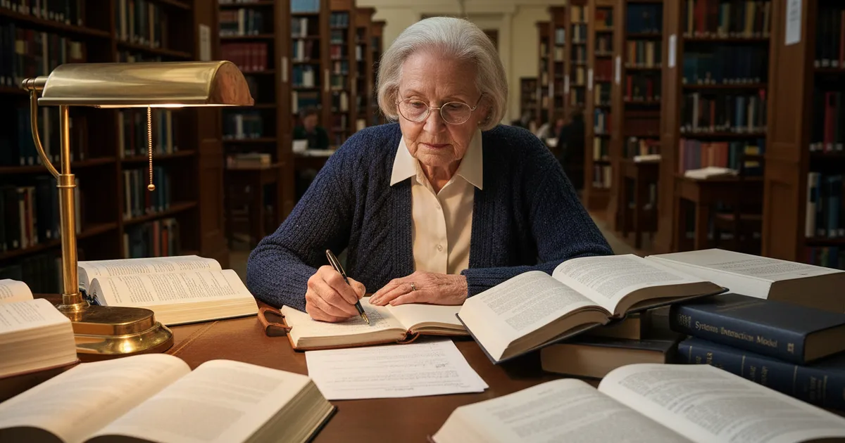 Imogene King escribiendo su biografía y teoría de enfermería: retrato profesional inspirador