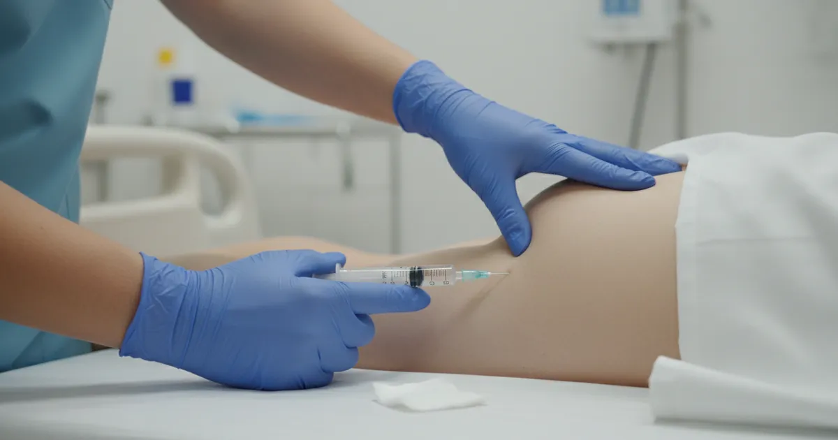 Administrando inyección intramuscular en el glúteo con técnica correcta
