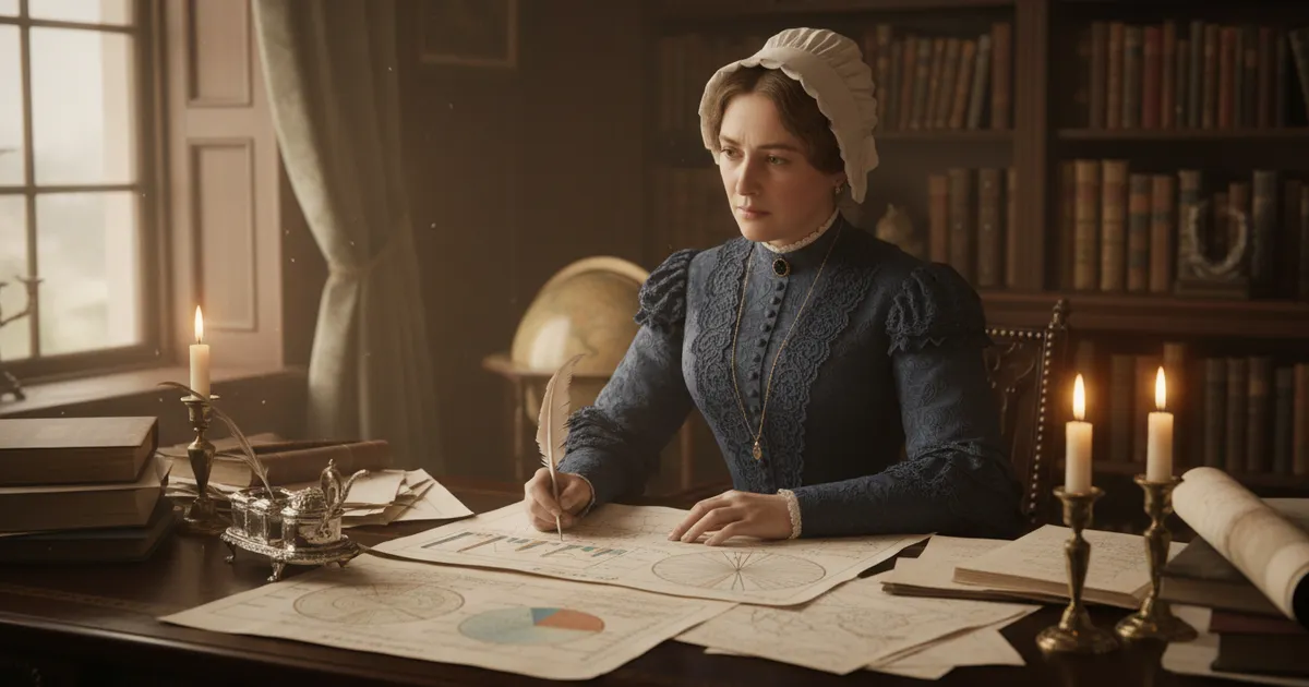 Florence Nightingale creando diagramas estadísticos para transformar la enfermería moderna